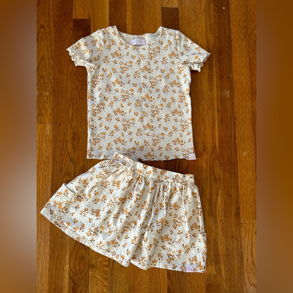 SweetHoney Cream and Brown Floral  Matching Set